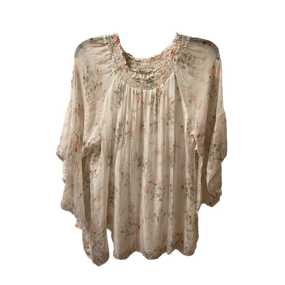 Viola Borghi Sheer Silk Top Floral Flowy Romantic Artsy Fairy Blouse Italy 2X